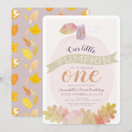 Little Pumpkin Lavender Rosa Girl 1 Birthday Inbjudningar