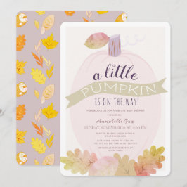 Little Pumpkin Lavender Rosa Virtuell Baby Shower Inbjudningar