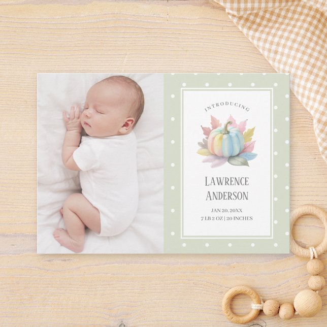 Little Pumpkin Light Sage Grönt 2 Fotofödelse Meddelande (Skapare uppladdad)