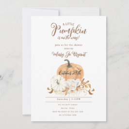 Little Pumpkin Linen & White Pumpkin Baby Shower Inbjudningar