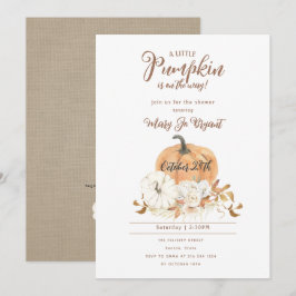 Little Pumpkin Linen & White Pumpkin Baby Shower Inbjudningar