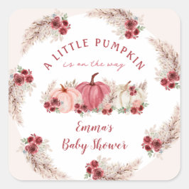 Little Pumpkin Marsala Baby Shower Square Sticker Fyrkantigt Klistermärke