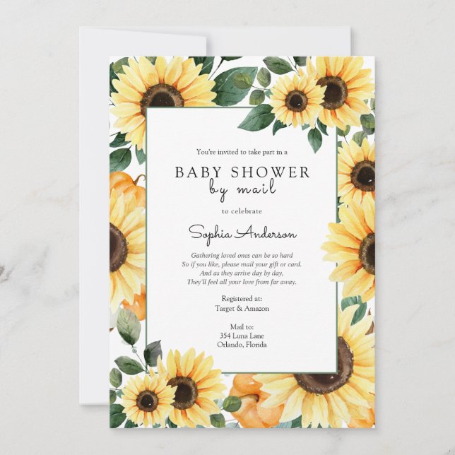 Little Pumpkin med SunblommBaby Shower med post Inbjudningar (Framsida)