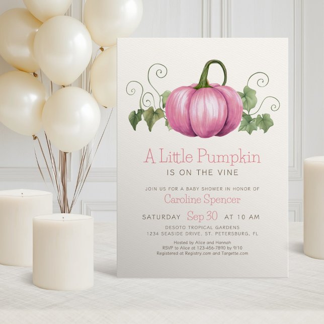 Little Pumpkin Minimalist Girl Baby Shower Inbjudningar (Skapare uppladdad)