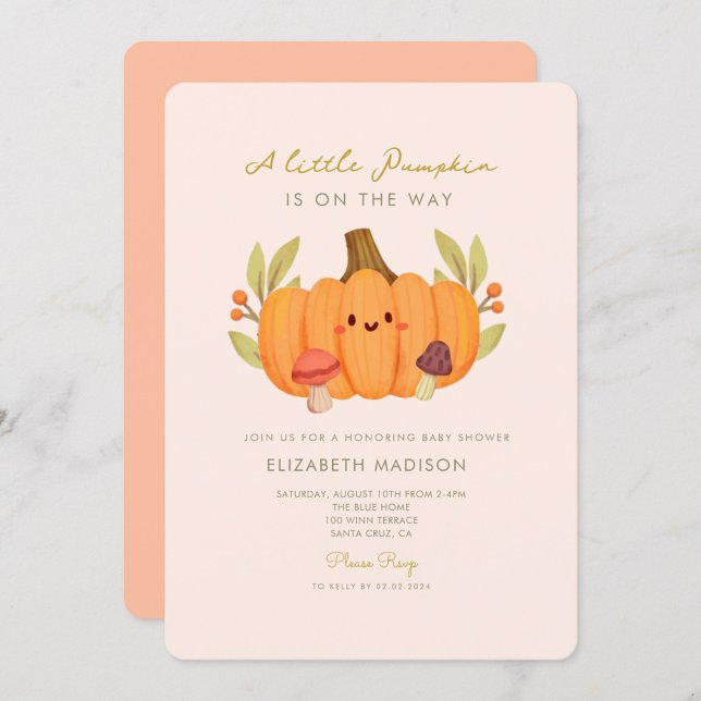 Little Pumpkin Mushroom Baby Shower-inbjudan Inbjudningar (Skapare uppladdad)