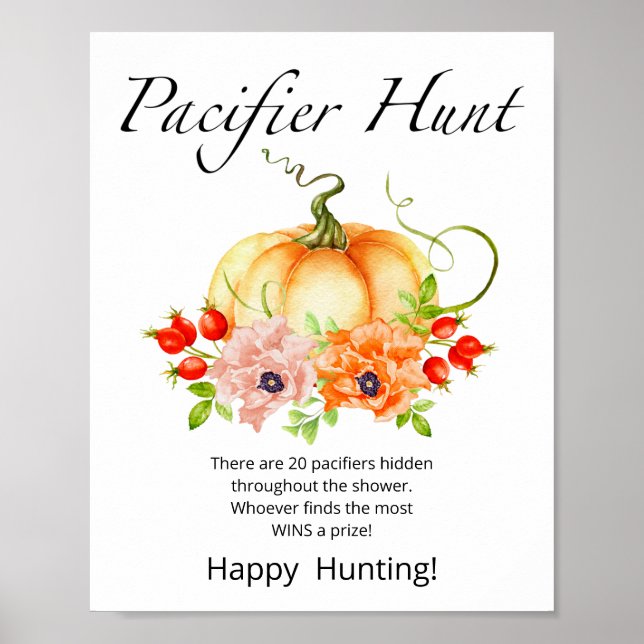 Little Pumpkin Nappar Hunt Baby Shower Game Poster (Framsidan)