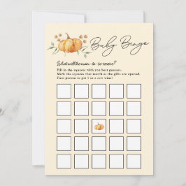 Little Pumpkin Neutralt Baby Shower Bingo Card Inbjudningar