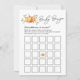 Little Pumpkin Neutralt Baby Shower Bingo Card Inbjudningar