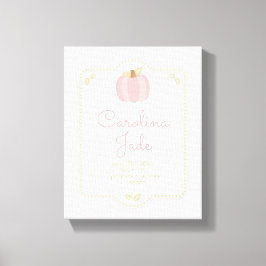 Little Pumpkin Nursery Baby Statistics Wall Art Canvastryck