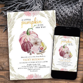 Little Pumpkin och Pampas Grass Baby Shower Inbjudningar