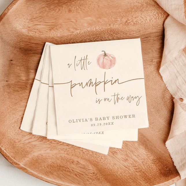 Little Pumpkin On The Way Fall Baby Shower Pappersservett (Skapare uppladdad)