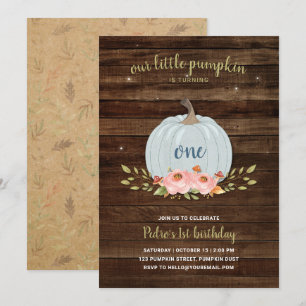 Little Pumpkin One 1st Birthday Party Boy Rustic Inbjudningar