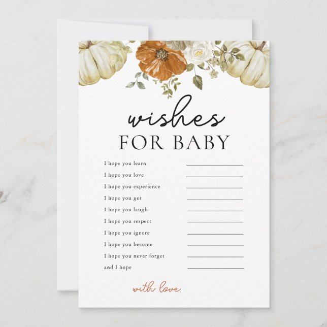 Little Pumpkin Önskemål for Baby Shower Card Julkort (Framsida)