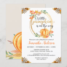 Little Pumpkin Orange Baby Shower Höst löv