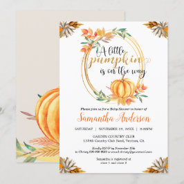 Little Pumpkin Orange Baby Shower Höst löv Inbjudningar