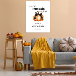 Little Pumpkin Orange Black Minimalism Baby Shower Poster