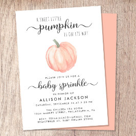 Little Pumpkin Orange Watercolor Baby Sprinkle Inbjudningar