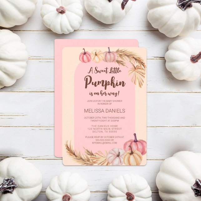 Little Pumpkin Pampas Grass Boho Girl Baby Shower Inbjudningar (Skapare uppladdad)