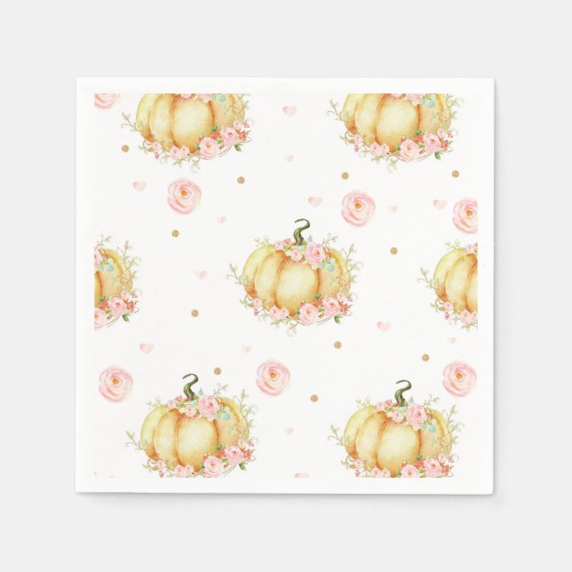 Little Pumpkin Papper Napkins Baby Shower Birthday Pappersservett (Framsidan)