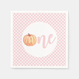 Little Pumpkin Pastel rosa pläderade första födels Pappersservett