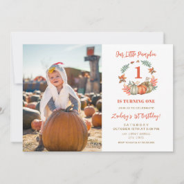 Little Pumpkin Photo Fall First Birthday Inbjudningar