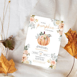 Little Pumpkin Pink FloralFall Baby Shower  Inbjudningar