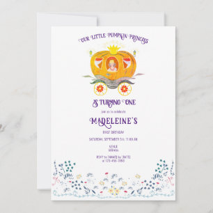 Little Pumpkin Princess Wildblomma 1st Birthday Inbjudningar
