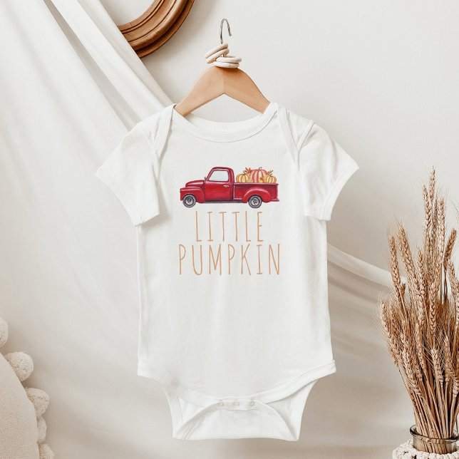 Little Pumpkin Red Lastbil Watercolor Thanksgiving T Shirt (Skapare uppladdad)