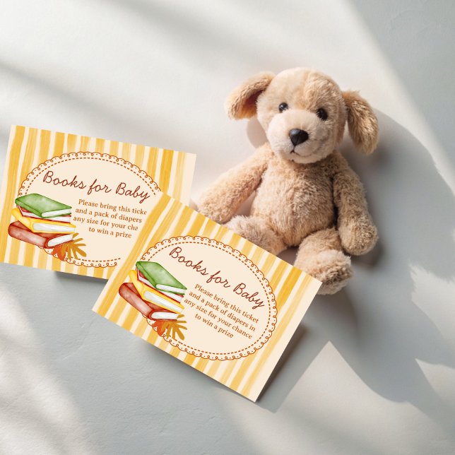 Little pumpkin retro rand bok begäran tilläggskort (Little pumpkin retro stripes fall baby shower book request enclosure cards books for baby)