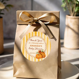 Little pumpkin retro stripes baby shower favor runt klistermärke