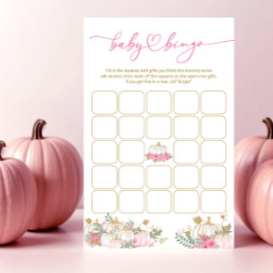 Little Pumpkin Rosa Blommigt Baby Shower Bingo Gam