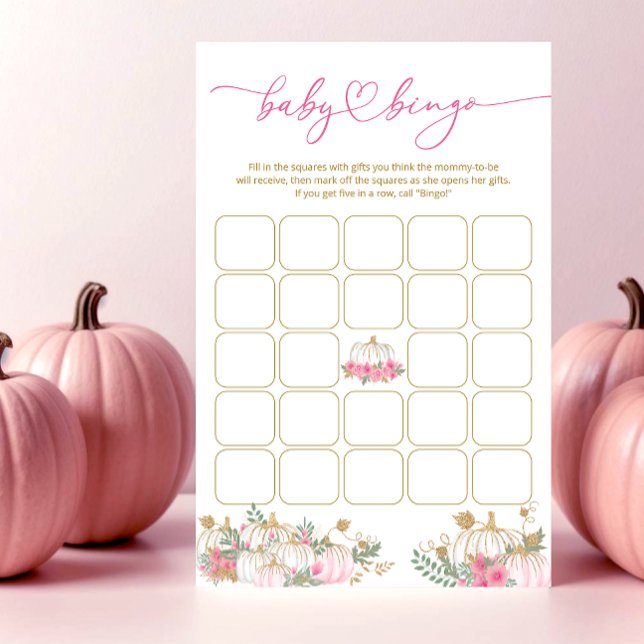Little Pumpkin Rosa Blommigt Baby Shower Bingo Gam (Skapare uppladdad)