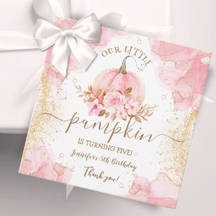 Little Pumpkin Rosa Blommigt Girl Fall 5th Birth Gåvor Etiketter