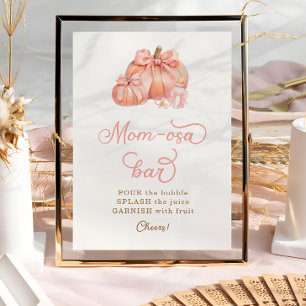 Little Pumpkin Rosa Bow Baby Shower Mamma-osa Poster