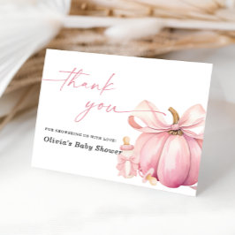 Little Pumpkin Rosa Bow Baby Shower - tackkort