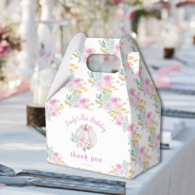 Little Pumpkin Rosa Bow First Birthday Presentaskar (Skapare uppladdad)