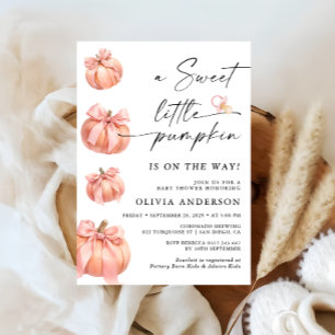 Little Pumpkin Rosa Bow Girl Baby Shower Inbjudningar