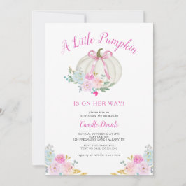 Little Pumpkin Rosa Bow Girl Baby Shower Inbjudningar