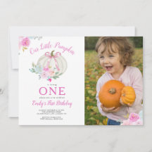 Little Pumpkin Rosa Bow Girls First Birthday Photo