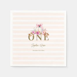 Little Pumpkin Rosa Bow Ro 1:a Eleganten Birday Pappersservett