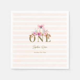 Little Pumpkin Rosa Bow Ro 1:a Eleganten Birday Pappersservett