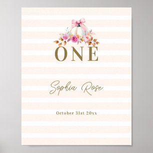 Little Pumpkin Rosa Bow Ro 1:a födelsedag Välkomme Poster