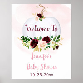 Little Pumpkin Rosa Burgundy Baby Shower Välkommen Poster