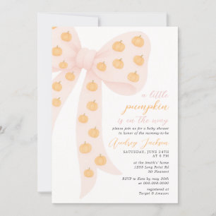 Little Pumpkin Rosa Coquette Bow Baby Shower Inbjudningar