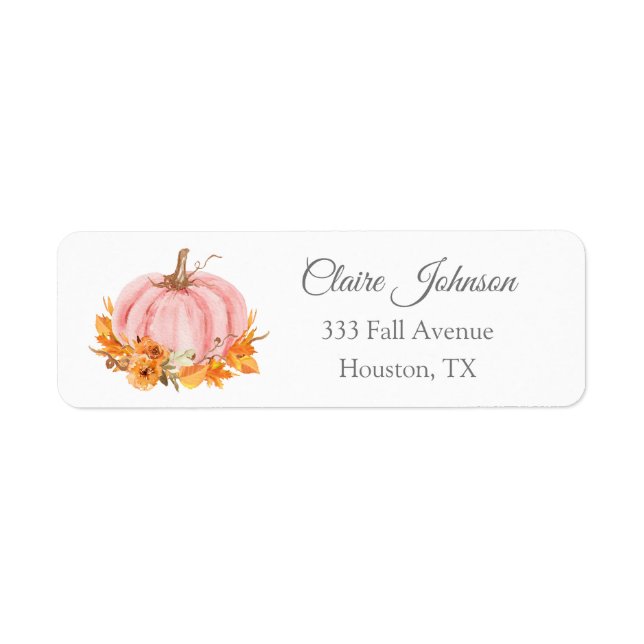 Little Pumpkin Rosa Fall Girl Baby Address Label Returadress Etikett (Framsidan)
