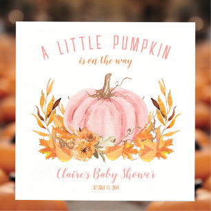 Little Pumpkin Rosa Fall Girl Baby Shower Napkins Pappersservett
