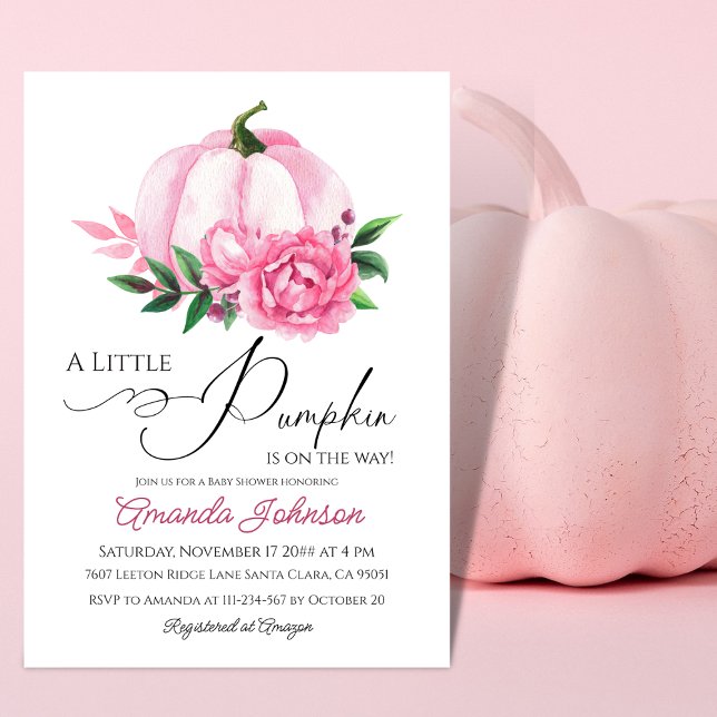 Little Pumpkin  Rosa Fall Rustic Baby Shower Inbjudningar (Skapare uppladdad)