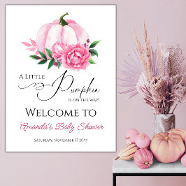 Little Pumpkin Rosa Fall Rustic Baby Shower Poster