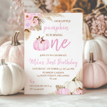 Little Pumpkin Rosa First Birthday-inbjudan