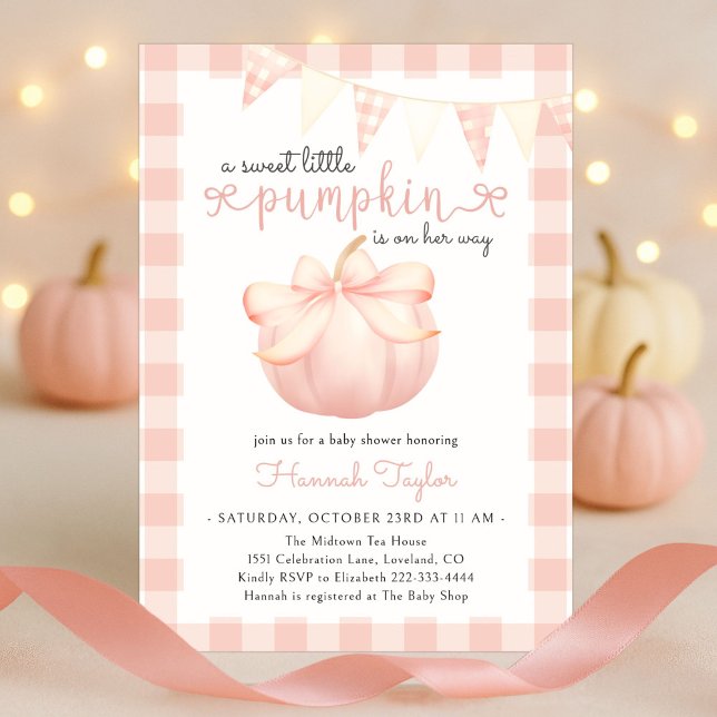 Little Pumpkin Rosa Girl Baby Shower-inbjudan Inbjudningar (Skapare uppladdad)